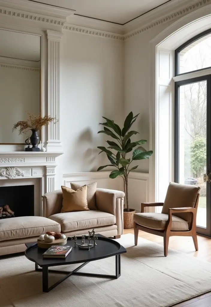 28 Living Room Art Deco Ideas That Feel Glamorous and Vintage - 25. Architectural Elements