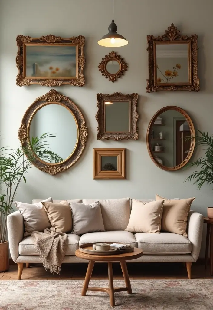 28 Living Room Art Deco Ideas That Feel Glamorous and Vintage - 5. Retro-Inspired Wall Art