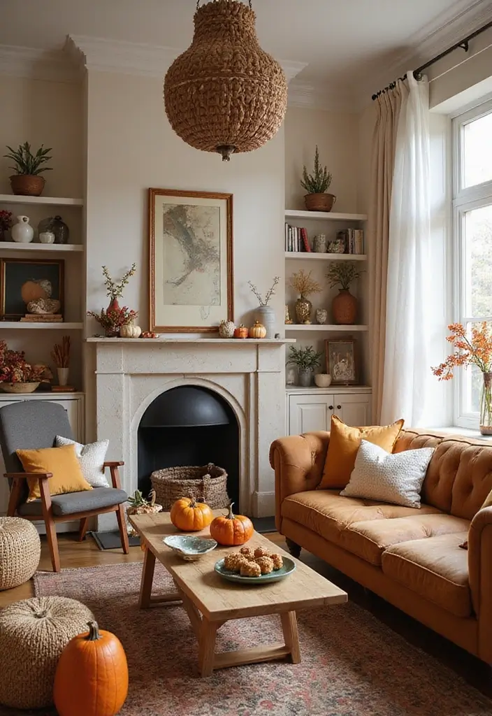 28 Living Room Night Aesthetic Ideas That Feel Cozy and Intimate - 15. Seasonal Decor
