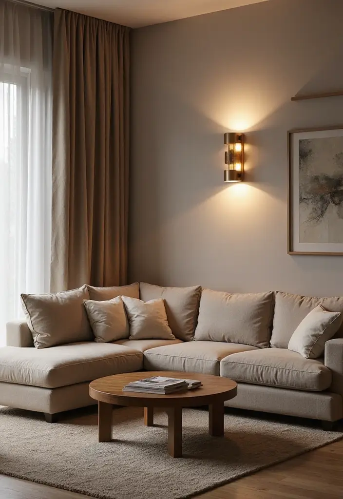 28 Living Room Night Aesthetic Ideas That Feel Cozy and Intimate - 19. Wall Sconces for Ambiance