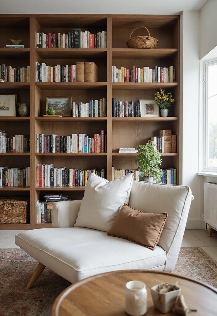 28 Living Room Night Aesthetic Ideas That Feel Cozy and Intimate - 22. Customized Shelving