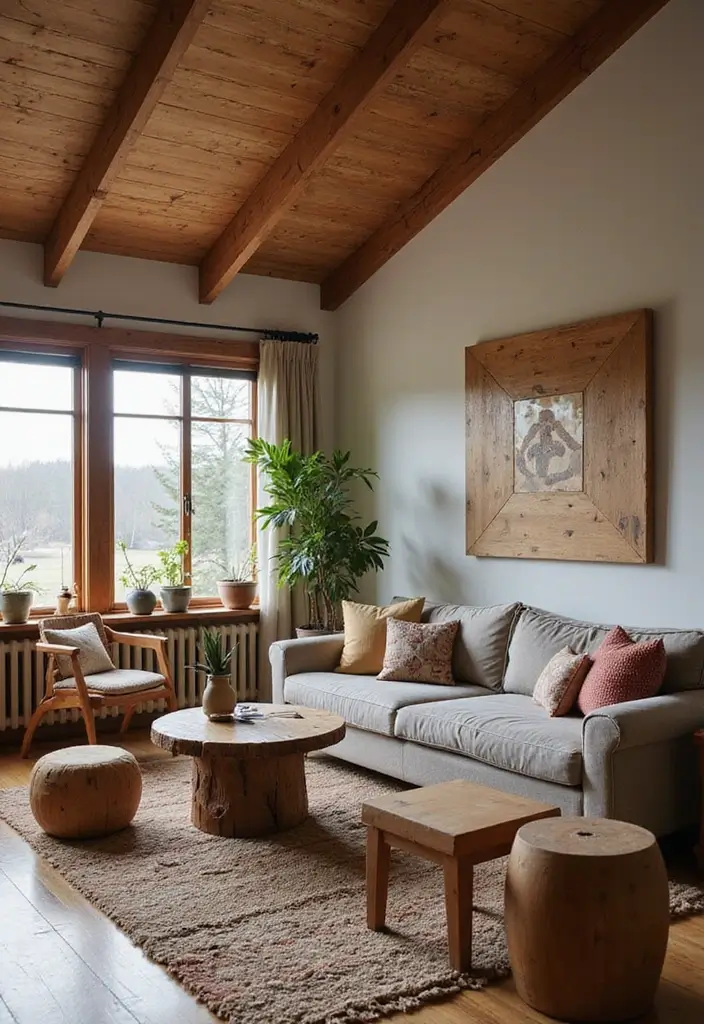 28 Living Room Night Aesthetic Ideas That Feel Cozy and Intimate - 24. Reclaimed Wood Accents