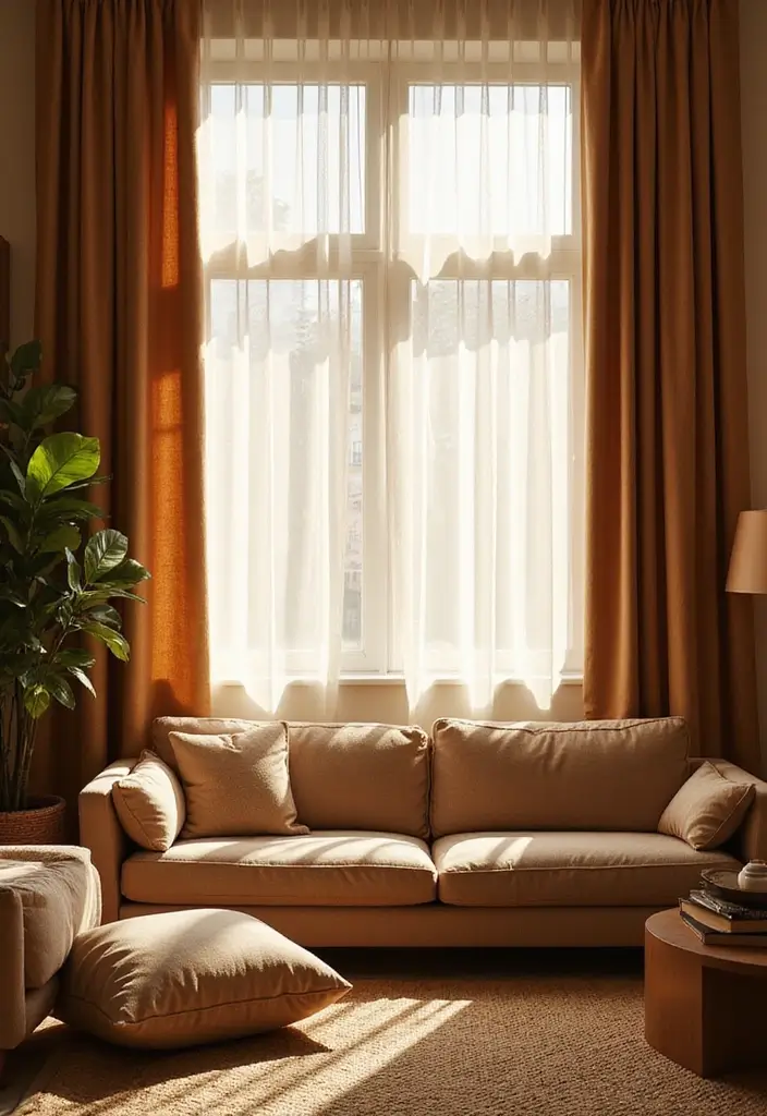 28 Living Room Night Aesthetic Ideas That Feel Cozy and Intimate - 27. Cozy Curtains