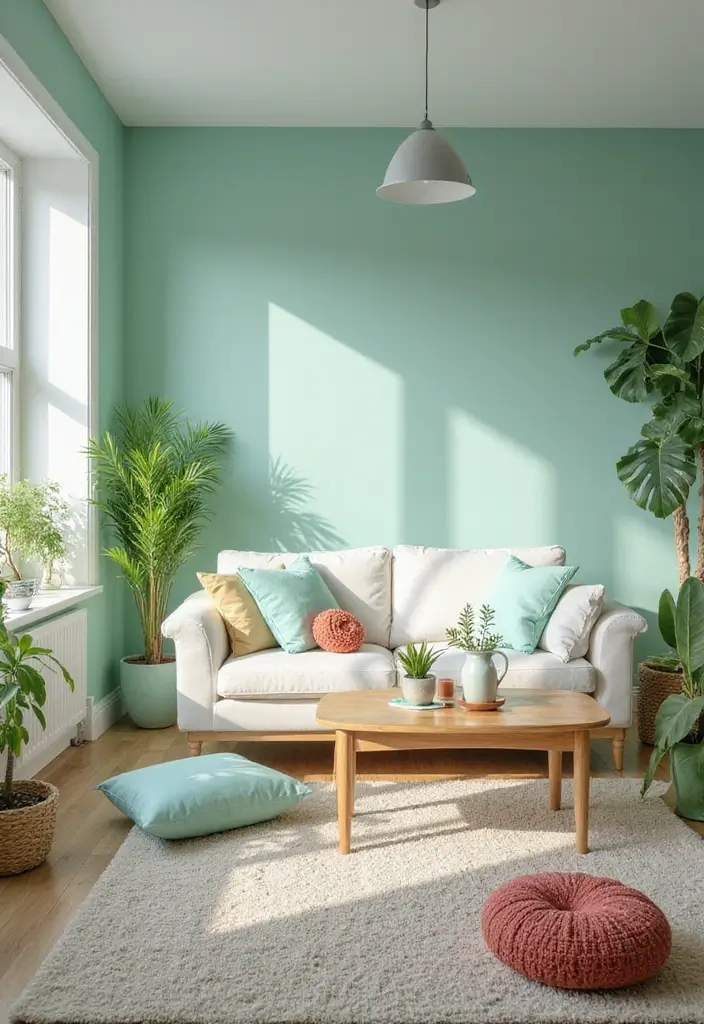 28 Living Room Wall Color Ideas Indian Style That Add Warmth and Depth - 17. Refreshing Mint