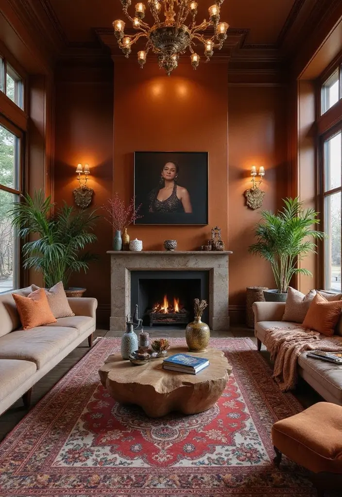 28 Living Room Wall Color Ideas Indian Style That Add Warmth and Depth - 21. Warm Copper