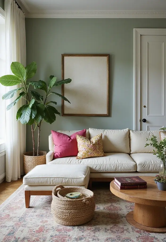 28 Living Room Wall Color Ideas Indian Style That Add Warmth and Depth - 22. Elegant Sage