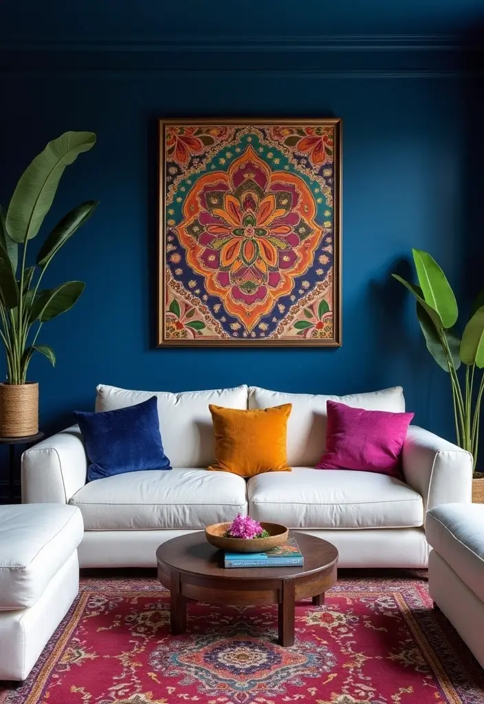 28 Living Room Wall Color Ideas Indian Style That Add Warmth and Depth - 4. Rich Indigo
