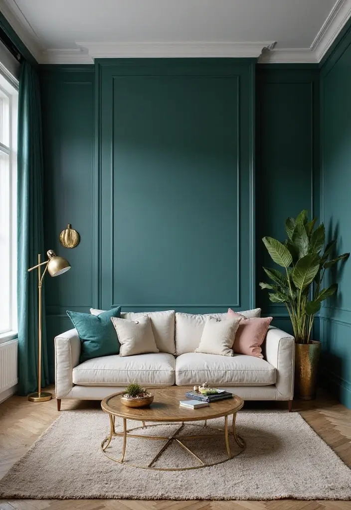 28 Living Room Wall Color Ideas Indian Style That Add Warmth and Depth - 7. Deep Teal