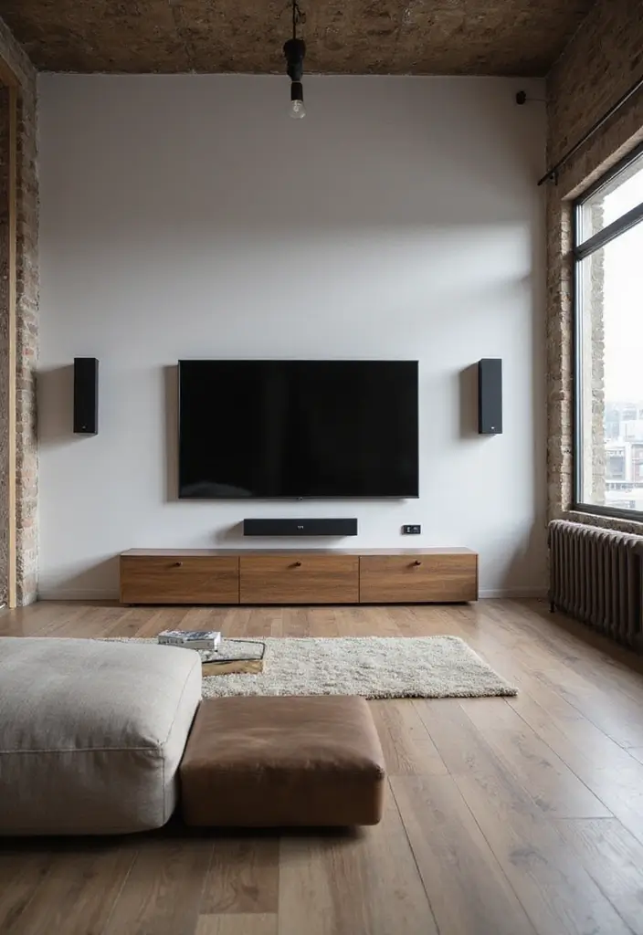 28 Loft Living Room Ideas That Feel Open and Urban - 17. Integrated Technology