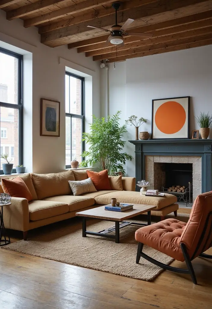 28 Loft Living Room Ideas That Feel Open and Urban - 26. Statement Furniture Pieces