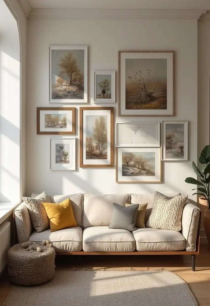 28 Modern Cozy Living Room Ideas That Feel Warm and Inviting - 15. Personalize with Artwork