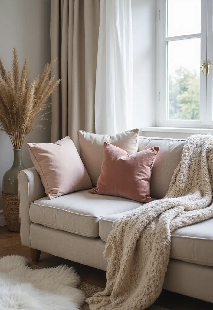 28 Modern Cozy Living Room Ideas That Feel Warm and Inviting - 18. Use Soft and Inviting Fabrics