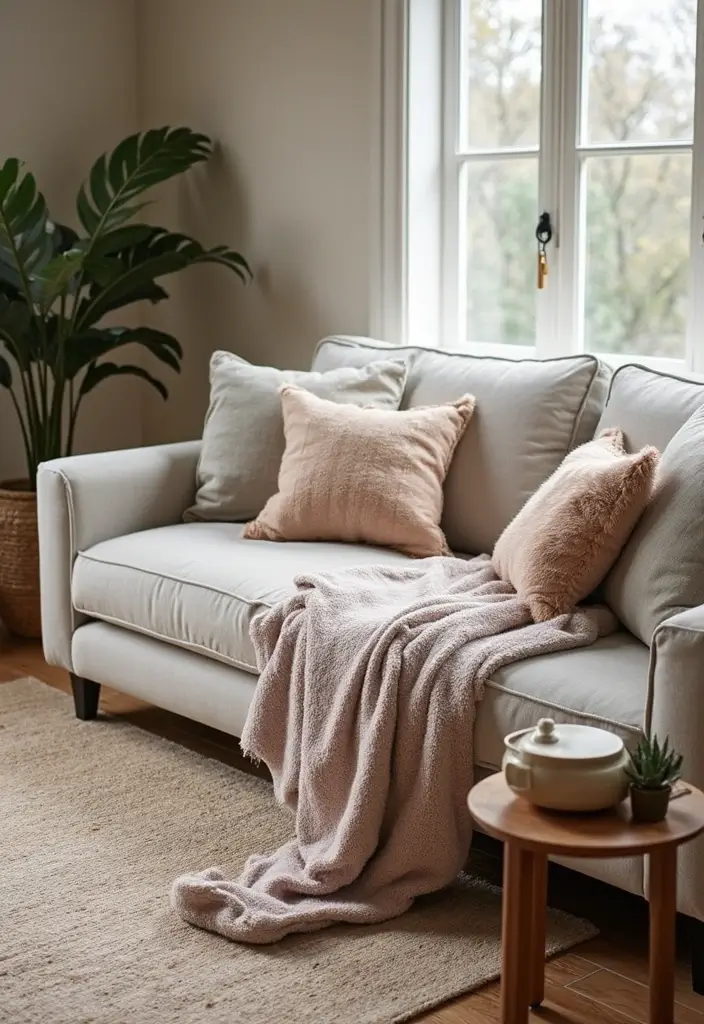 28 Modern Cozy Living Room Ideas That Feel Warm and Inviting - 2. Layer Textures for Depth