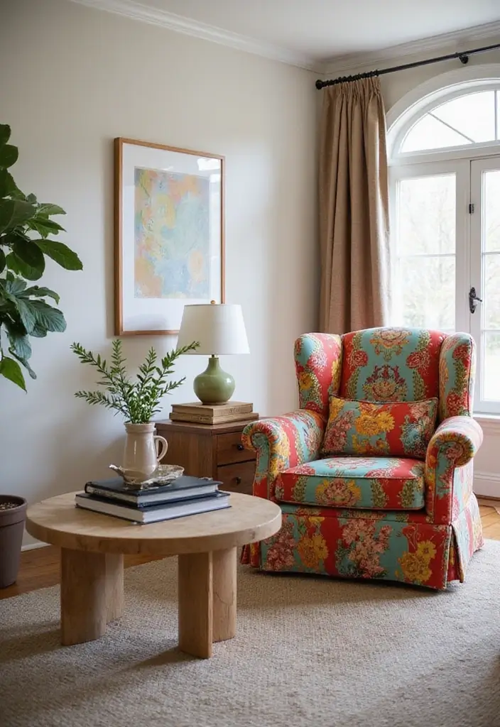 28 Modern Cozy Living Room Ideas That Feel Warm and Inviting - 27. Incorporate A Colorful Accent Chair