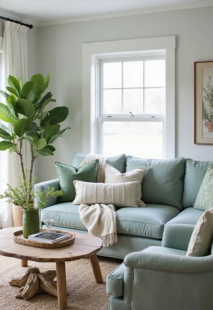 28 Moss Green Living Room Ideas That Feel Earthy and Elegant - 24. Coastal Touches