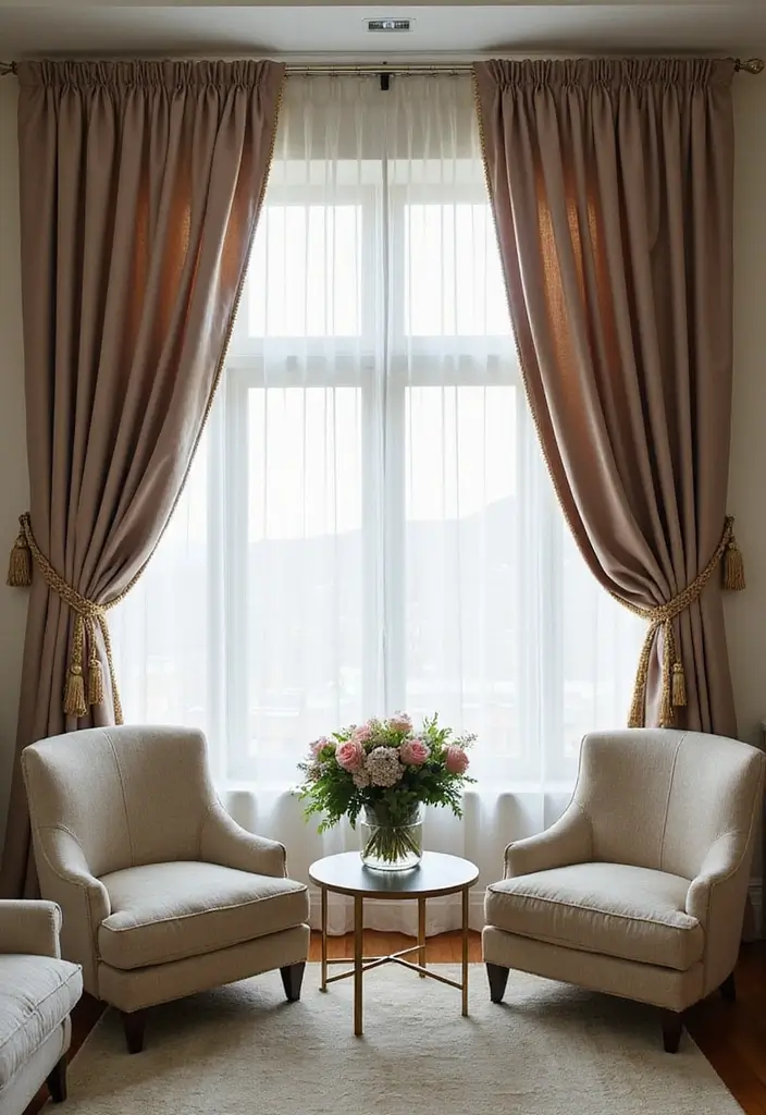 28 Red and Black Living Room Ideas That Feel Bold and Dramatic - 22. Layered Window Treatments