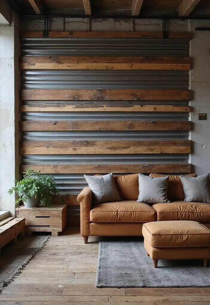 28 Slat Wall Ideas Living Room That Add Modern Texture - 10. Industrial Style Slat Wall