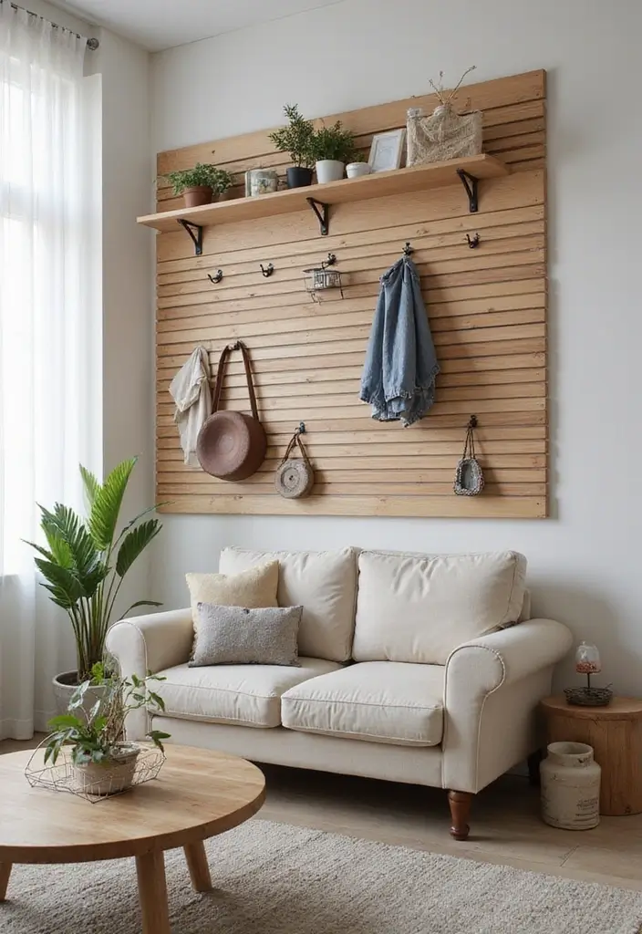28 Slat Wall Ideas Living Room That Add Modern Texture - 26. Slat Wall with Multi-functional Elements