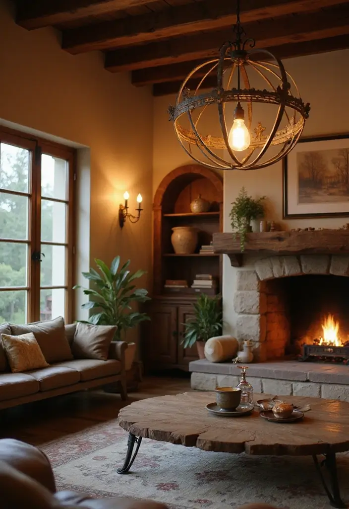 28 Western Living Room Decorating Ideas for Ranch Style Interiors That Feel Authentic - 10. Rustic Lighting Fixtures