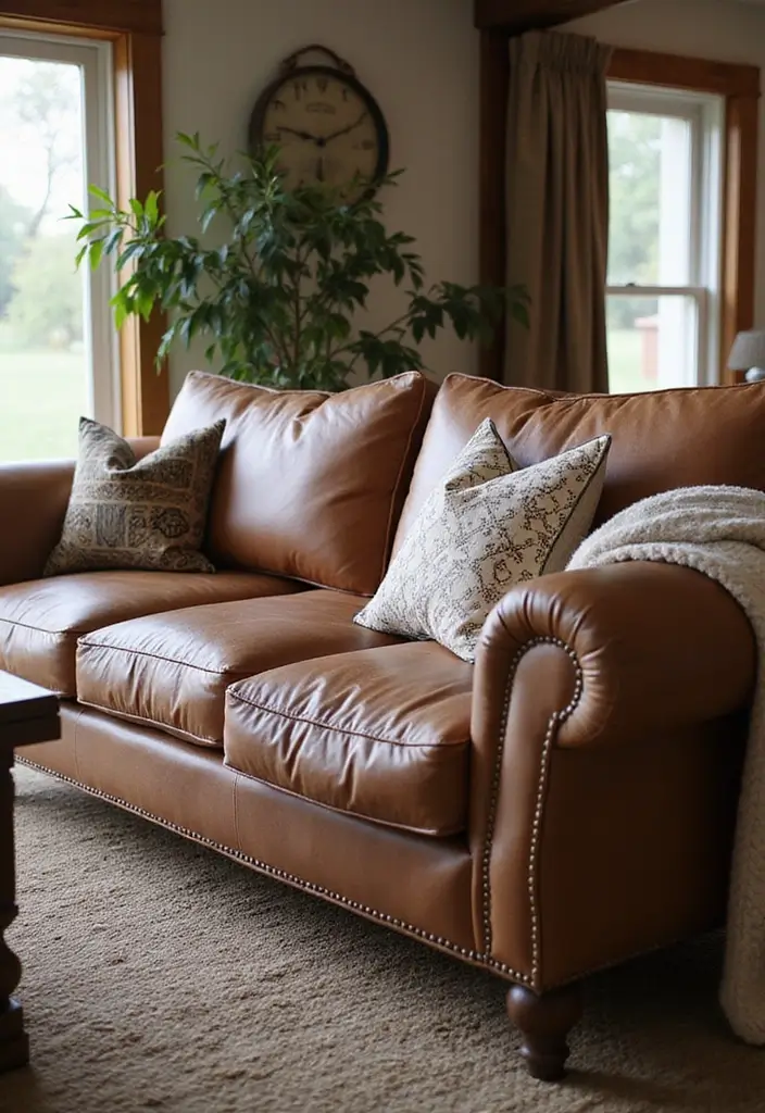 28 Western Living Room Decorating Ideas for Ranch Style Interiors That Feel Authentic - 2. Leather Furniture