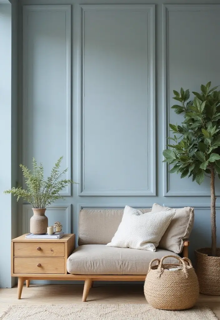 29 Blue Curtains Living Room Ideas That Feel Fresh and Serene - 11. Muted Powder Blue Panels