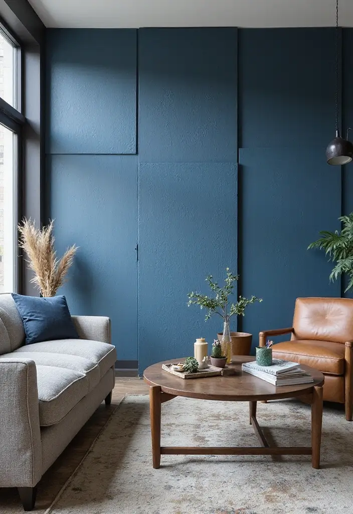 29 Blue Curtains Living Room Ideas That Feel Fresh and Serene - 13. Textured Blue Panels