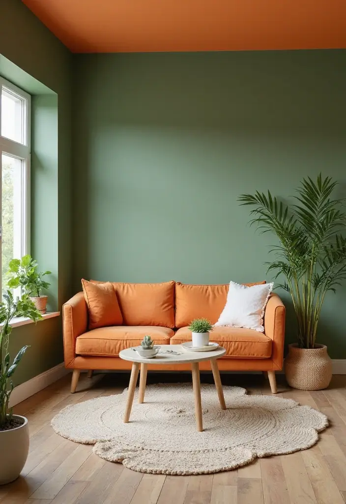 29 Green and Orange Living Room Ideas That Feel Fresh and Vibrant - 13. Eco-Friendly Paints