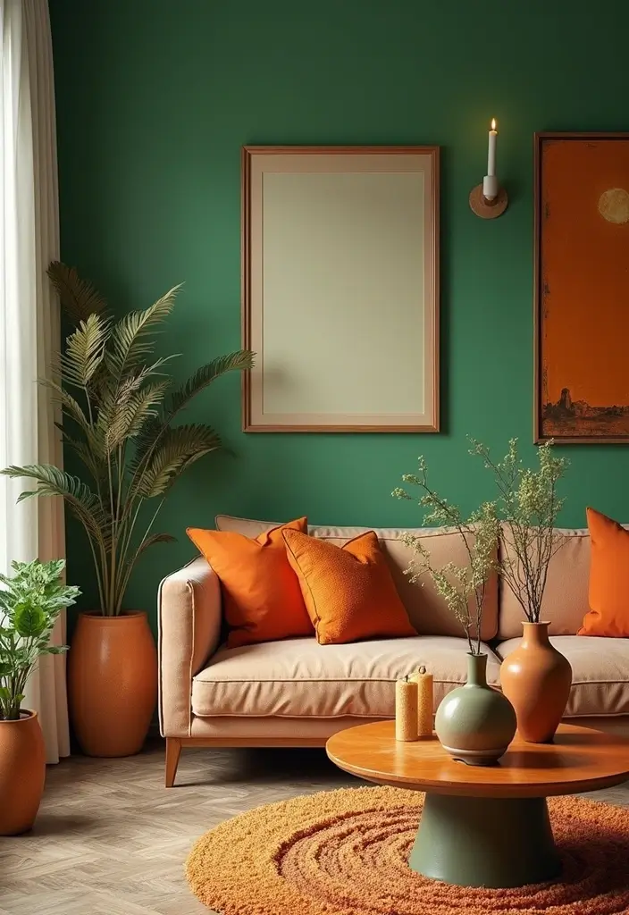 29 Green and Orange Living Room Ideas That Feel Fresh and Vibrant - 8. Decorative Accessories