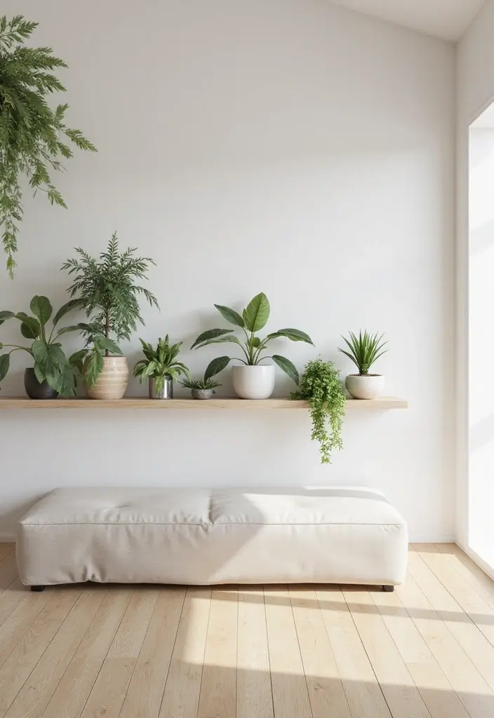 29 Half Wall Living Room Ideas That Define Spaces Beautifully - 1. Minimalist Half Wall with Plant Ledge