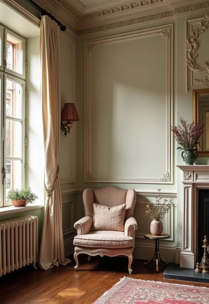 29 Half Wall Living Room Ideas That Define Spaces Beautifully - 23. Vintage Style Half Wall