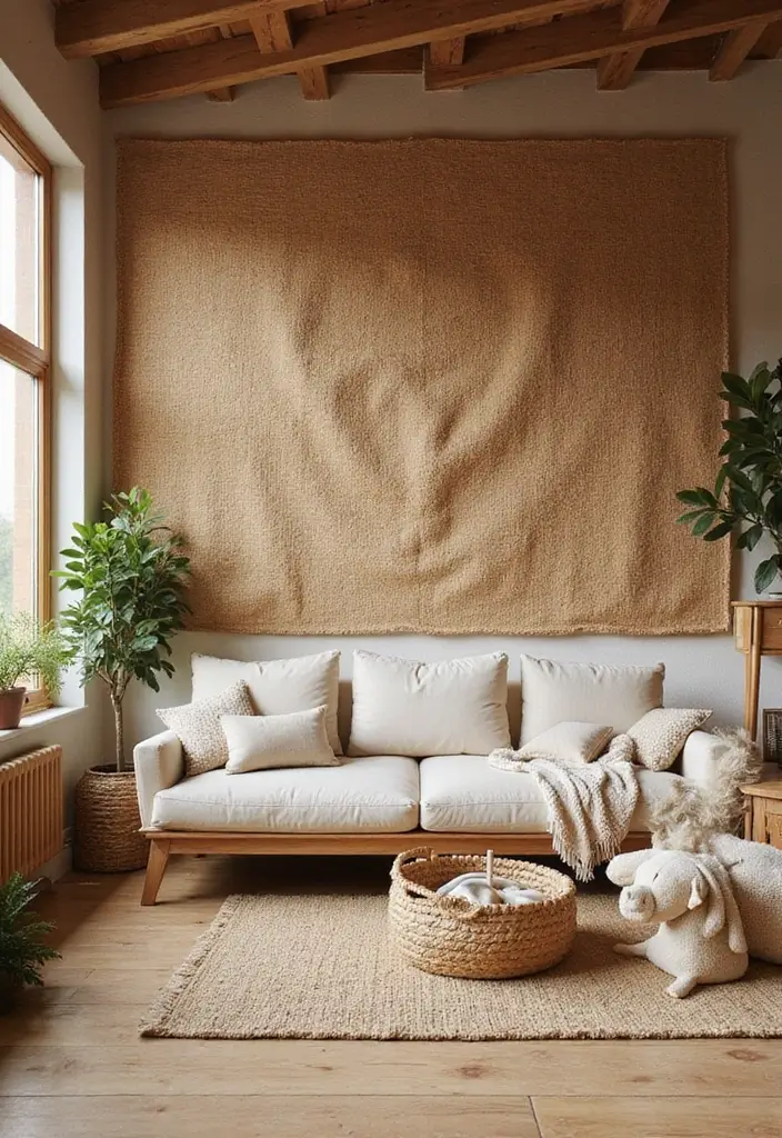 29 Half Wall Living Room Ideas That Define Spaces Beautifully - 27. Half Wall with Woven Elements