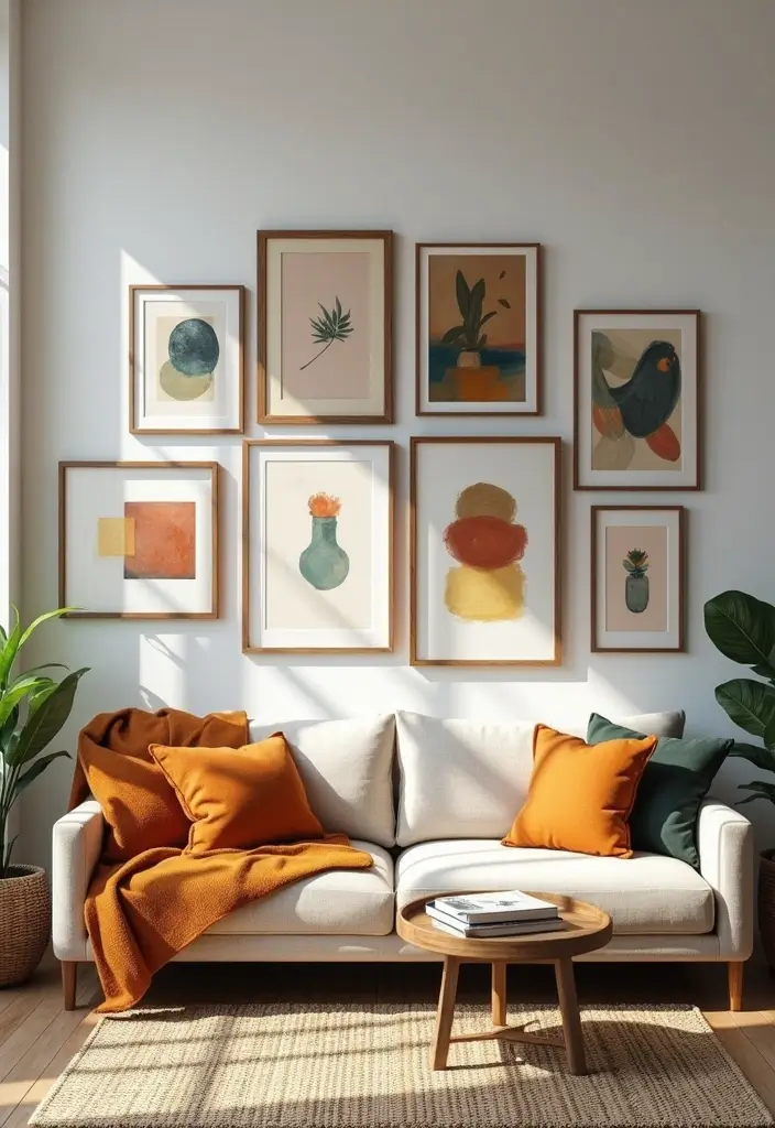 29 Italy Living Room Ideas That Capture Mediterranean Elegance - 13. Artistic Wall Additions