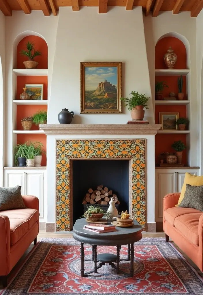 29 Italy Living Room Ideas That Capture Mediterranean Elegance - 15. Colorful Tile Accents