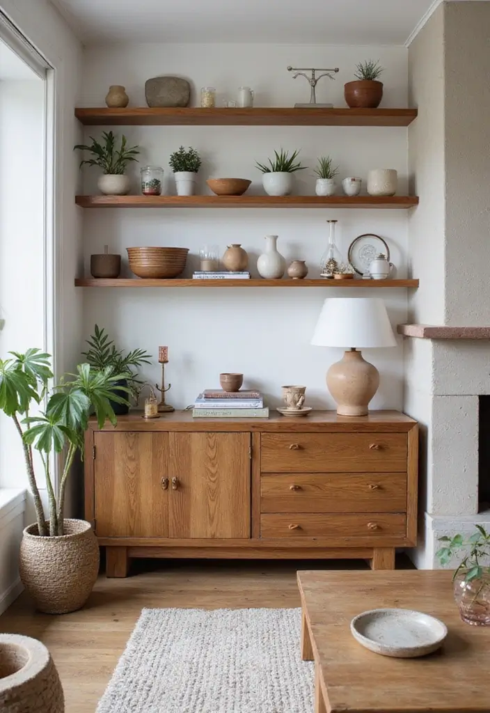 29 Italy Living Room Ideas That Capture Mediterranean Elegance - 19. Open Shelving