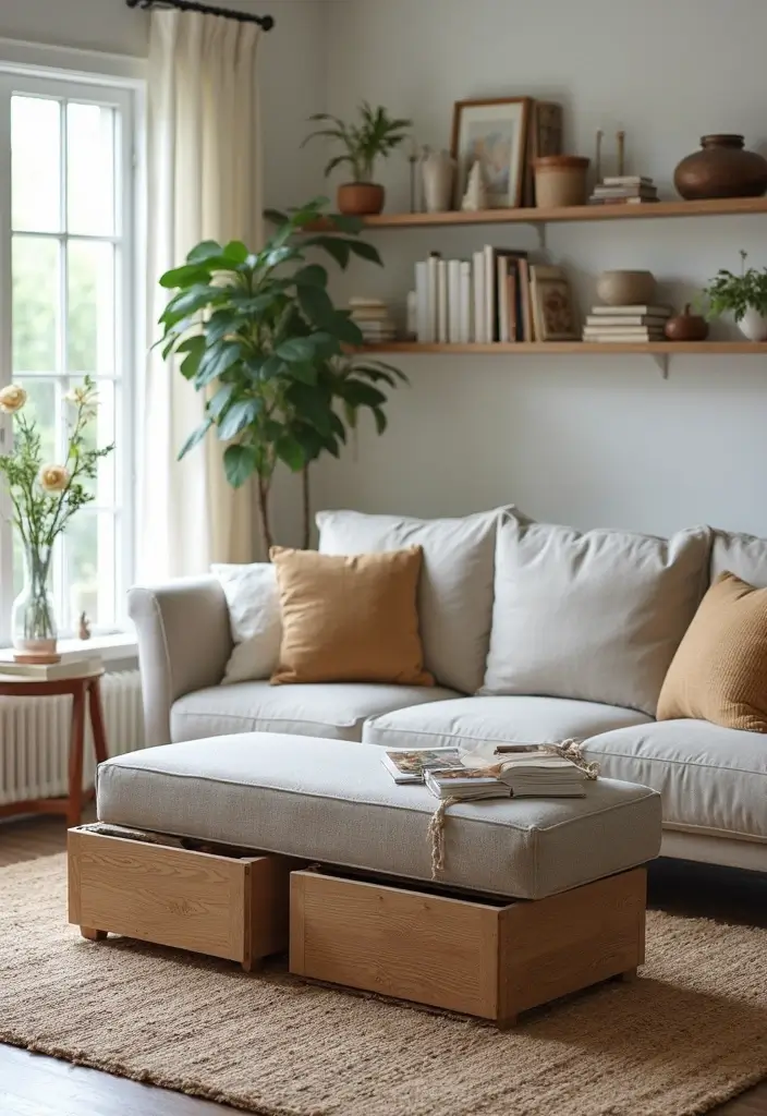 29 Italy Living Room Ideas That Capture Mediterranean Elegance - 28. Smart Storage Solutions