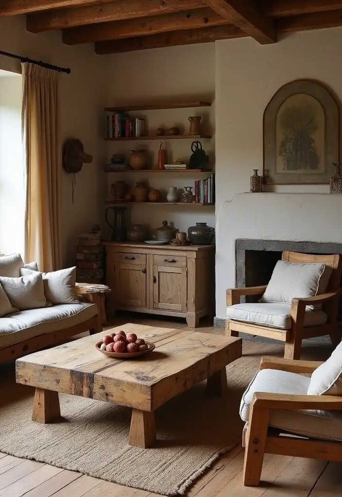 29 Italy Living Room Ideas That Capture Mediterranean Elegance - 4. Rustic Furniture Pieces
