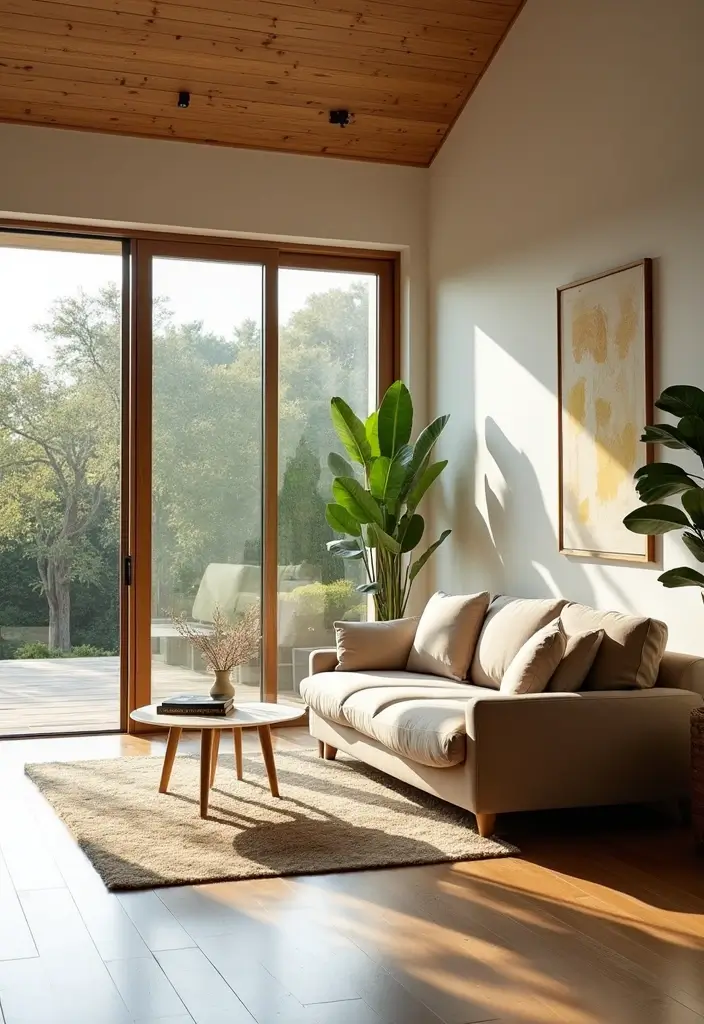 29 Japandi Sofa Living Room Ideas That Feel Minimal and Peaceful - 12. Incorporating Sliding Doors