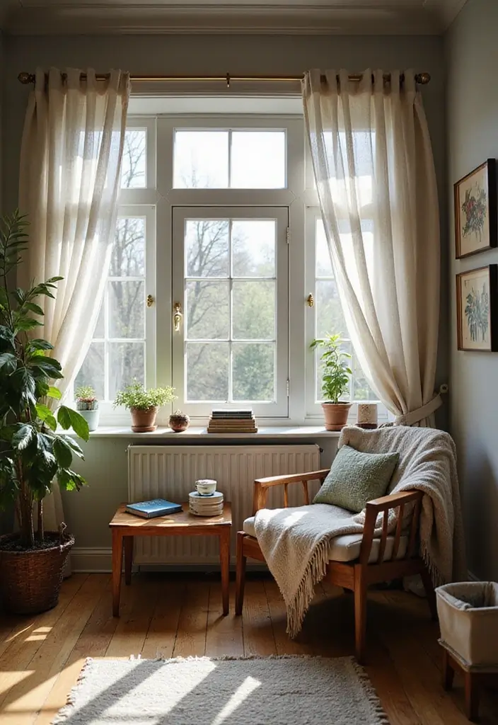 29 Japandi Sofa Living Room Ideas That Feel Minimal and Peaceful - 16. Incorporate a Reading Nook