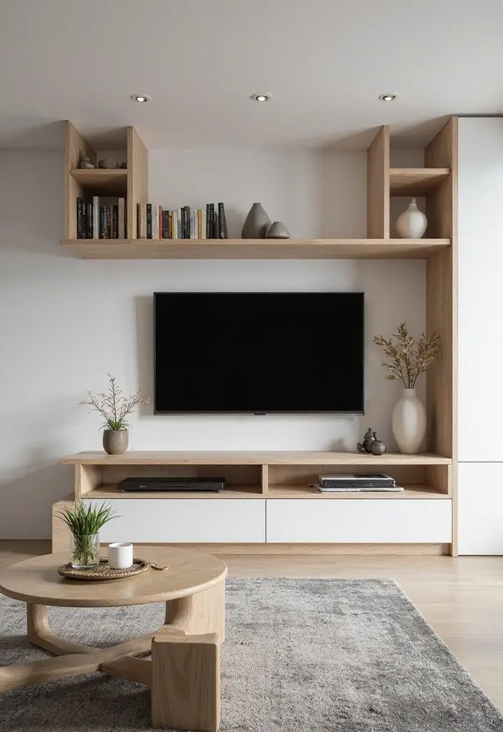 29 Living Room Accent Wall Ideas With TV That Look Smart and Modern - 23. Modular Wall Units