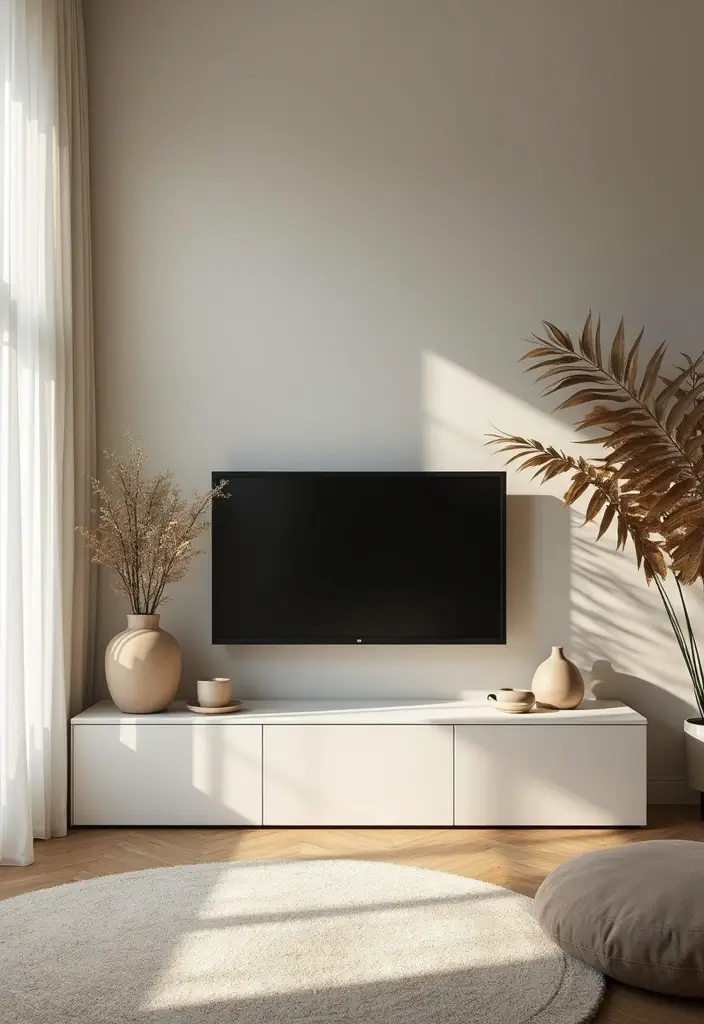 29 Living Room Accent Wall Ideas With TV That Look Smart and Modern - 28. Nature-Inspired Elements