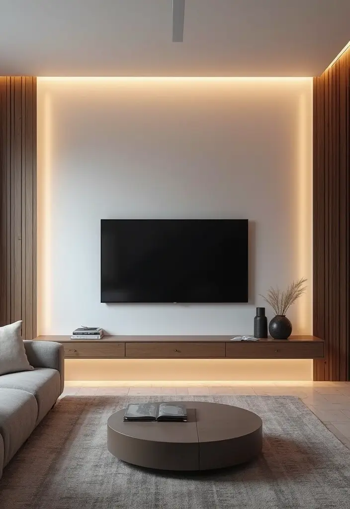 29 Living Room Accent Wall Ideas With TV That Look Smart and Modern - 29. Futuristic Designs