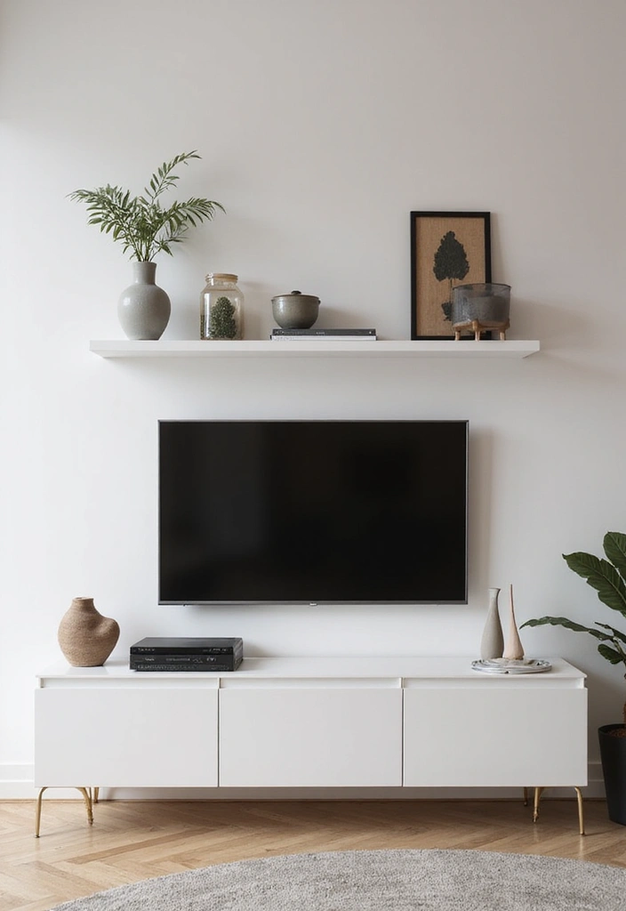 29 Living Room Accent Wall Ideas With TV That Look Smart and Modern - 4. Floating Shelves