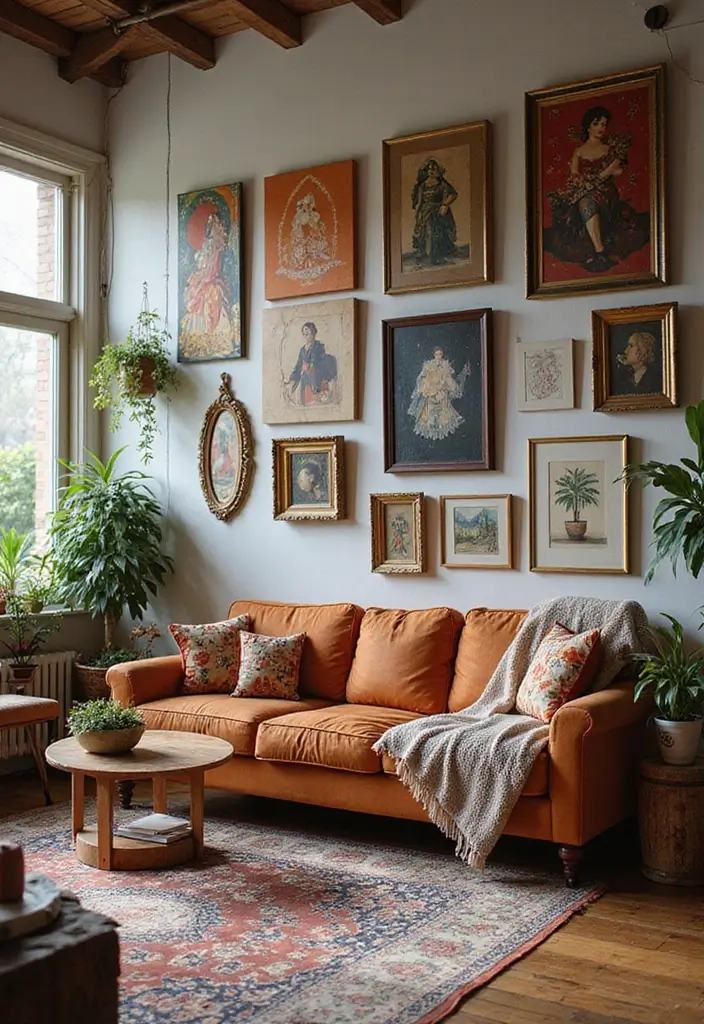 29 Living Room Boho Chic Ideas That Feel Relaxed and Trendy - 12. Embracing Artistic Expression