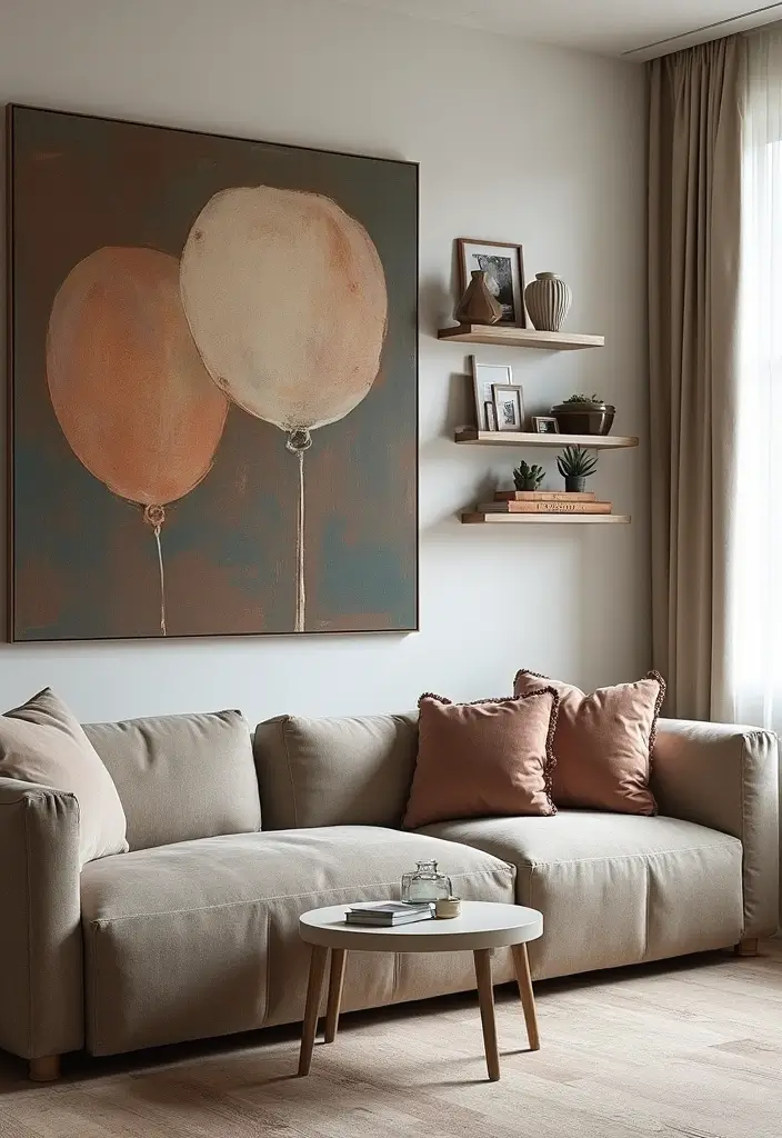 29 Living Room Boho Chic Ideas That Feel Relaxed and Trendy - 17. Functional Artwork