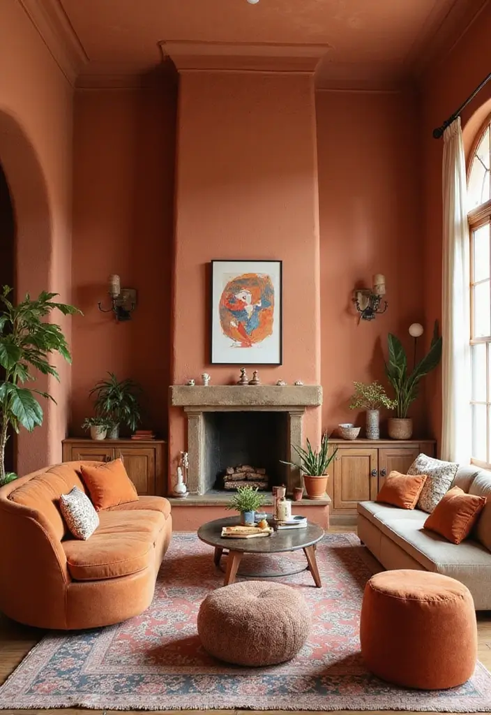 29 Living Room Boho Chic Ideas That Feel Relaxed and Trendy - 2. Embrace Earthy Color Palettes