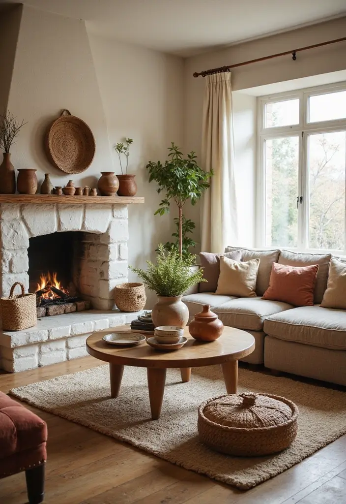 29 Living Room Boho Chic Ideas That Feel Relaxed and Trendy - 23. Handcrafted Elements for Authenticity