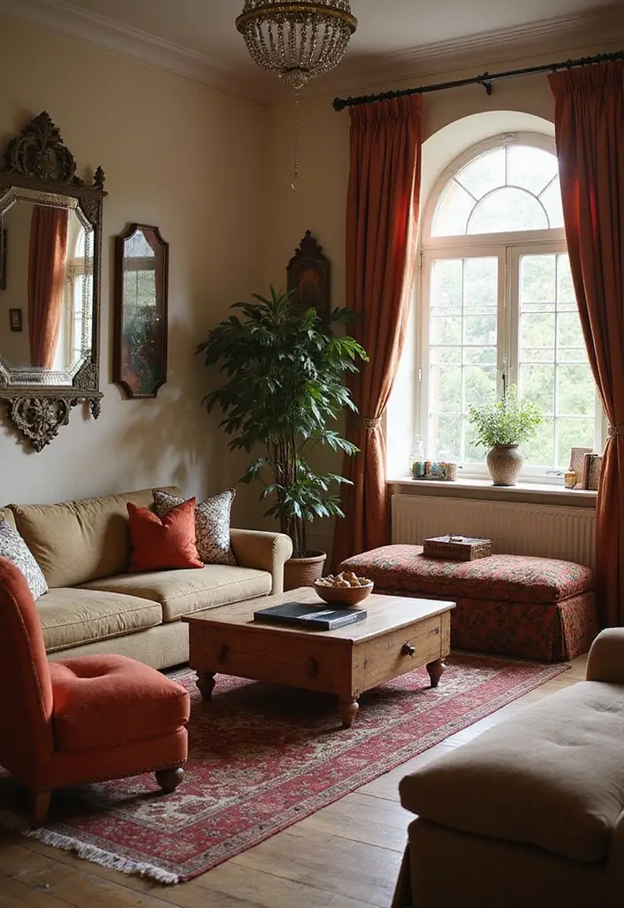 29 Living Room Boho Chic Ideas That Feel Relaxed and Trendy - 24. A Mix of Cultures