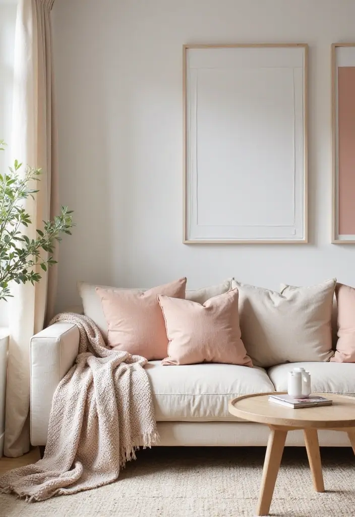 29 Living Room Boho Chic Ideas That Feel Relaxed and Trendy - 25. Soft Color Accents