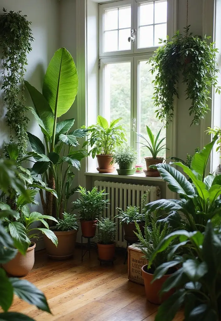 29 Living Room Boho Chic Ideas That Feel Relaxed and Trendy - 3. Greenery to Bring the Outdoors In