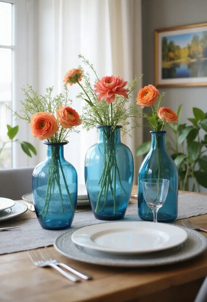 29 Living Room Dark Blue Ideas That Feel Moody and Sophisticated - 18. Decorative Blue Vases